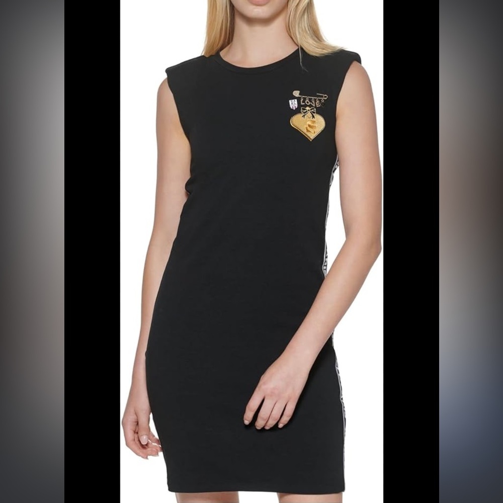 Karl Lagerfeld Black zip-up Dress with Shoulder Pads